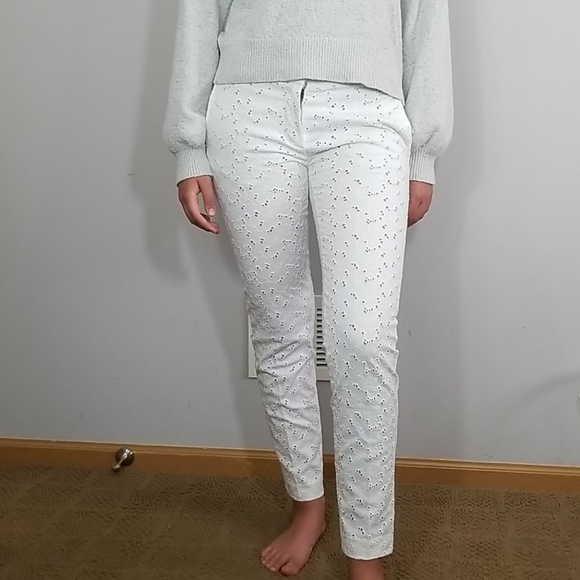 Monocrom Eyelet White Straight Leg Dress Pants - Picture 3 of 13